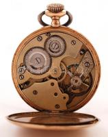 Eligancia arany (Au) 14 k fedeles zsebóra, 15 köves, jelzett, nem működik, kopott számlap, bruttó:49...