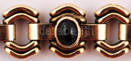 Arany (Au) 14 K karlánc 1 db szintetikus kővel, jelzett (585)  h:20,5 cm,  bruttó: 24 g