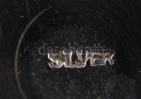 Indiai virágmintás ezüst (Ag.) dísztál, jelzett (SILVER), jó állapotban, kopott díszdobozban, d: 17 ...