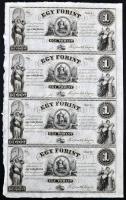 1852. 1Ft "Kossuth bankó" kitöltetlen A,B,C,D 4-es ívben (3x), nyomdai ujjlenyomattal és a...