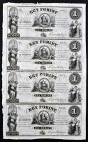 1852. 1Ft "Kossuth bankó" kitöltetlen A,B,C,D 4-es ívben (3x), nyomdai ujjlenyomattal és a...