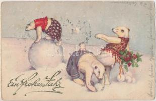 New Year, snowballing polar bears, A.R. i. B. No. 6021-3. (EK)