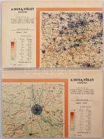 1947 Bp., A Duna-völgy és környéke, összefoglaló statisztikai, hegy-és vízrajzi és közlekedési térkép 2 lapon, jó állapotban, teljes mérete: 228x164 cm