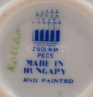 Zsolnay libatömő lány, kézzel festett, jelzett, m:16 cm