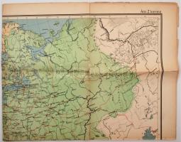 1914 Európa háború térképe, 1:5365000, kiadja a Magyar Földrajzi Intézet Rt., több helyen szakadt, 1...