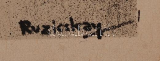 Ruzicskay György (1896-1993): Arc, algrafia, papír, jelzett az algrafián, 24,5×18,5 cm