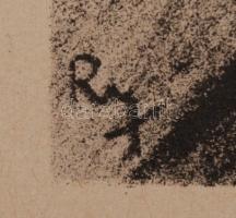 Ruzicskay György (1896-1993): Übermensch, algrafia, papír, jelzett az algrafián, 24,5×18,5 cm