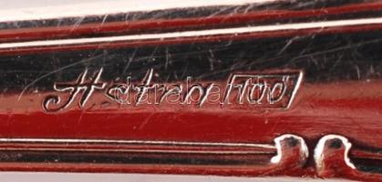 Ezüstözött fém desszertes villa készlet, jelzett (Astra), eredeti dobozában,