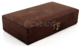 Ezüstözött fém desszertes villa készlet, jelzett (Astra), eredeti dobozában,