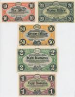 Zalaegerszeg / hadifogolytábor 1916.08.15. 10f + 20f + 50f + 1K + 2K + 5K + 10K, mindegyik "MS&...