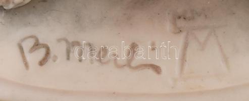 Capodimonte hölgy agárral, kézzel festett, jelzett (Bruno Merli), hibátlan, fa talapzaton, m:20 cm, ...