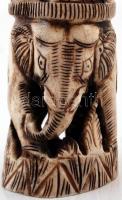 India kisplasztika, erotikus jelenettel, faragott csont, jelzés nélkül, jó állapotban, m: 26 cm