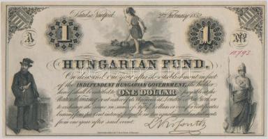 1852. 1$ A Kossuth bankó piros kézi sorszámozással T:I-,II hajtatlan Hungary 1852. 1 Dollar A with red serial number C:AU,XF unfolded Adamo G117/1b