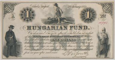 1852. 1$ "A" "Kossuth bankó" piros kézi sorszámozással T:I-,II hajtatlan Hungary 1852. 1 Dollar "A" with red serial number C:AU,XF unfolded Adamo G117/1b