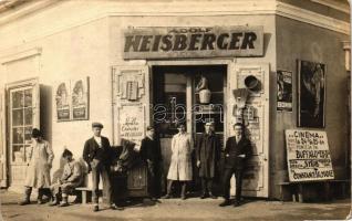 1928 Borossebes, Sebis; Adolf Weissberger utódja üzlete, moziműsor / grocery shop, photo