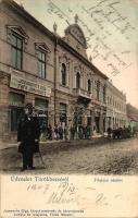 Törökbecse, Főutca, Jovanovits Giga könyvkereskedése és nyomdája a tulajdonossal; saját kiadása / Main Street with bookshop and its owner