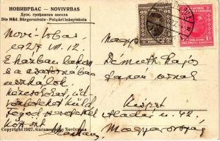 1927 Újverbász, Novi Vrbas; Polgári leányiskola. kiadja Garamszeghy / Bürgerschule / girl school