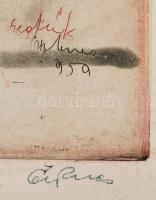 Ősz Dénes (1915-1980): Szegfűk. Színezett rézkarc, karton, jelzett, 38×29 cm