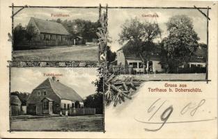 Torfhaus bei Doberschütz, Forsthaus, Forstkasse, Gasthaus; Verlag Bernh Hühnel / forestry house, restaurant, floral
