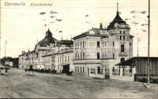 1915 Chernivtsi, Czernowitz; Hauptbahnhof, Verlag Leon König / railway station