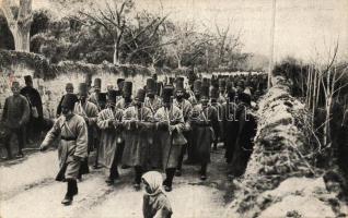 1918 Türkische Militärkapelle an der Spitze von nach dem Paradefeld ziehenden Truppen; Truppenschau in Damaskus / Turkish military band in Damascus, WWI