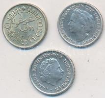 Holland Kelet-India 1942S 1/10G Ag + Curacao 1948. 1/10G Ag "I. Vilma" + Holland Antillák ...