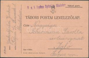 Tábori lap a miskolci tífuszkórházból, Field postcard &quot;K. u. k. Typhus Spital in Miskolcz - Igló