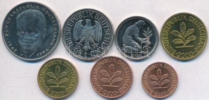 Németország 2000F 1pf-2M (7xklf) T:1-,2
Germany 2000F 1 Pfennig - 2 Mark (7xdiff) C:AU,XF