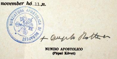 1944 A Budapesti Apostoli Nunciatúra által kibocsátott zsidó személynek szóló oltalomlevél, Angelo R...