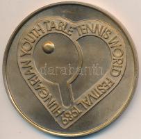 1989. Magyar Ifjúsági Asztalitenisz Világfesztivál fém emlékérem (60mm) T:2 Hungary 1989. Hungarian Youth Table Tennis World Festival metal commemorative medallion (60mm) C:XF