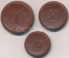 Németország / Weimari Köztársaság / Szászország 1921. 20pf + 50pf + 1M porcelán szükségpénzek T:2 Germany / Weimar Republic / Saxony 1921. 20 Pfennig + 50 Pfennig + 1 Mark porcelain necessity coins C:XF
