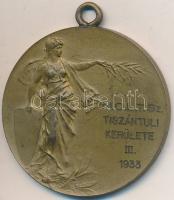 1933. "M.O.L.T.Sz. Tisztántúli Kerülete III." Br díjérem (40mm) T:2