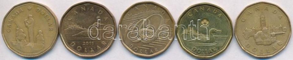 Kanada 1992-2012. 1$ (5xklf) T:2,2- Canada 1992-2012. 1 Dollar (5xdiff) C:XF,VF