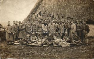 1916 Nagyszebeni 23. Honvéd gyalogezred 12-ik századparancsnokság, Németh Imre hadtestparancsnok és katonatársai / WWI Military Hungarian soldiers group photo (EK)