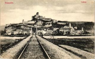 Trencsén, vár, vasút, kiadó Weisz Nathán / castle, railway