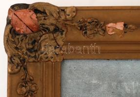 Gebauer Gizella (1877-?): Pihenő a tornácon. Olaj, vászon, jelzett, antik sérült keretben, 60×80 cm