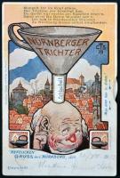 Nürnberg 'Nürnberger Trichter' Verlag von Hermann Martin / humour, mechanical card (layers apart)