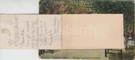 Gyopáros-fürdő, Községi szálloda kertje, hiányos leporellolap / incomplete leporellocard (fa)