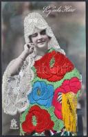 Rafaela Haro, singer. crochet decorated / silk card (layers apart)