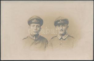 1916 Schwerin, Repülőtéri tisztek, fotólap, hátoldalon feliratozva, 14x9 cm / 1916 Schwerin, Germany, airport officers, photocard, 14x9 cm