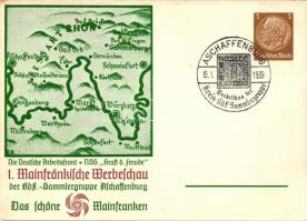 1939 I. Mainfränkische Werbeschau der kdf.-Sammlergruppe Aschaffenburg So. Stpl 3 Ga.