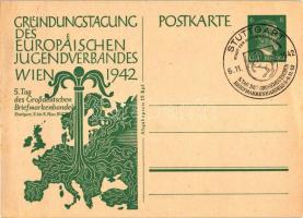 1942 Wien, Gründungstagung des Europäischen Jugendverbandes, 5. Tag des Grossdeutschen Briefmarkenhandels / Founding meeting of the European Youth Association in Vienna, German stamp day, 6 Ga. So. Stpl (EK)