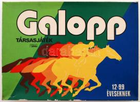 Retró, társasjáték:Galopp , lóverseny minden korosztálynak 12-99 éves korig, táblával, bábukkal, játékpénzzel, gépelt szabállyal, eredeti dobozban