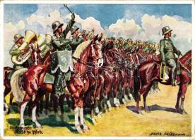 Wehrmacht, Musik zu Pferd / WWII German military, music band '1938 Soldatentag München' So. Stpl s: Hans Friedmann (EB)