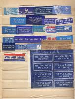 Több száz db légipostai expressz és egyéb postai jelzőcimke az egész világból albumlapokon