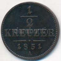 Ausztria 1851A 1/2Kr Cu T:2 Austria 1851A 1/2 Kreuzer Cu C:XF Krause KM#2181