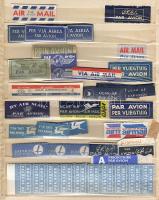 Több száz db légipostai expressz és egyéb postai jelzőcimke az egész világból albumlapokon