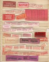 Több száz db légipostai expressz és egyéb postai jelzőcimke az egész világból albumlapokon