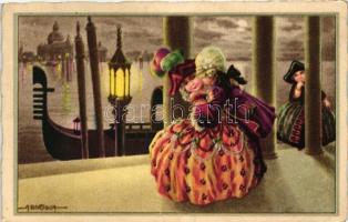 Venezia; Art Deco Italian art postcard CCM Serie No. 2455 s: A. Bertiglia