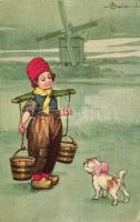 Dutch boy; Italian Art Deco postcard Ultra series No. 1115 s: Colombo